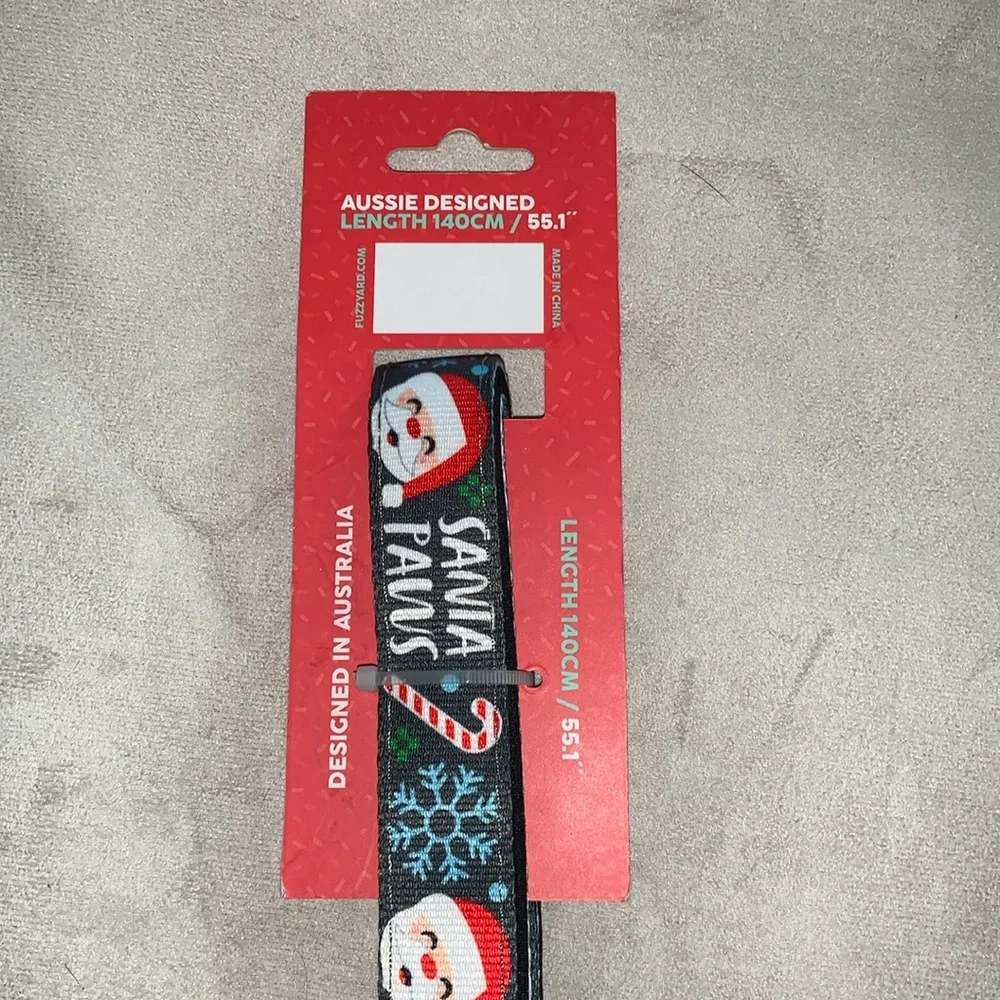 🦋 FUZZYARD Gray SANTA PAWS Set: Collar (Medium) & Leash NWT